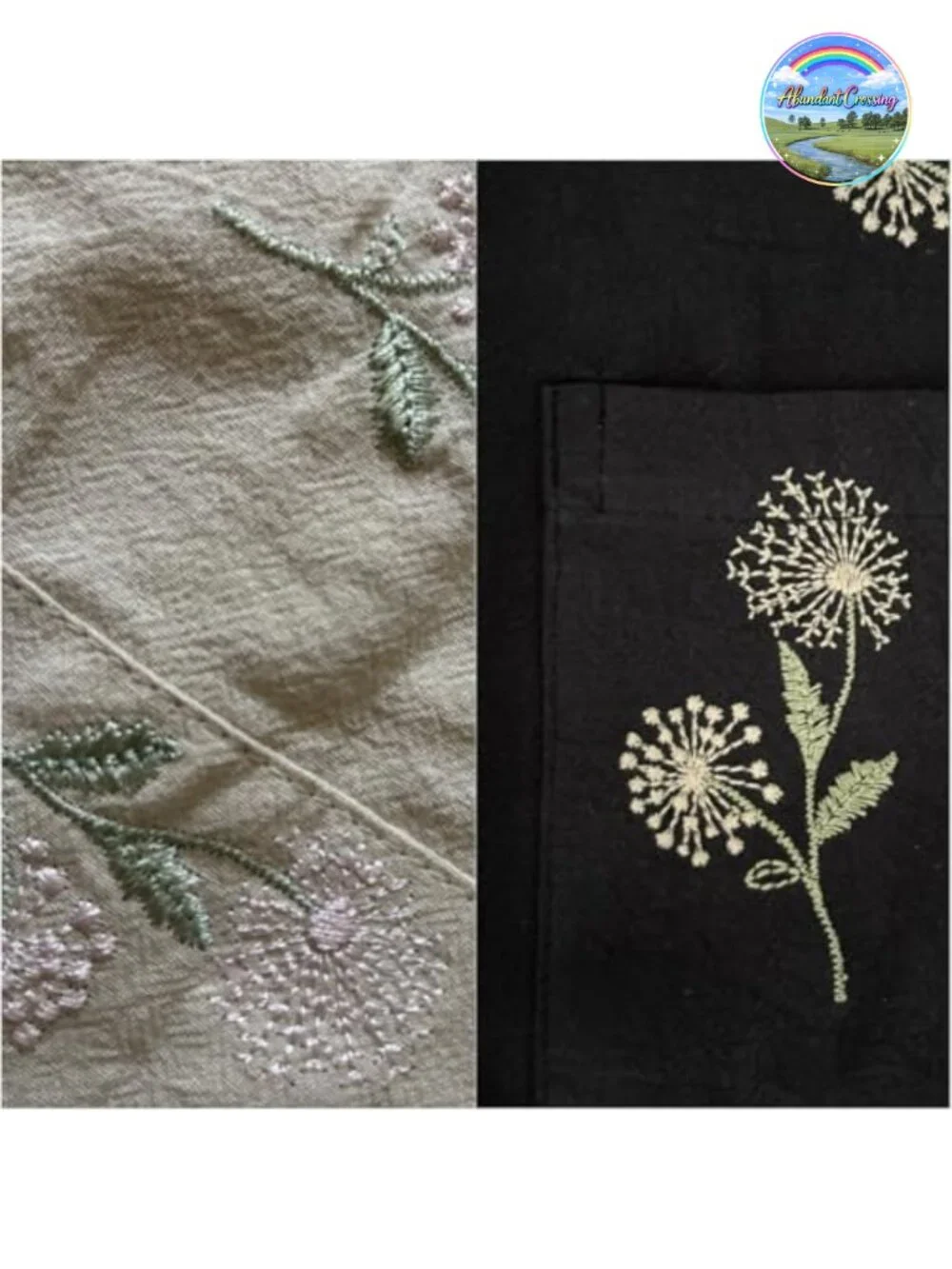 Cotton Cobbler Apron with Pocket Embroidered Flower Side Tie Soft Lightweight